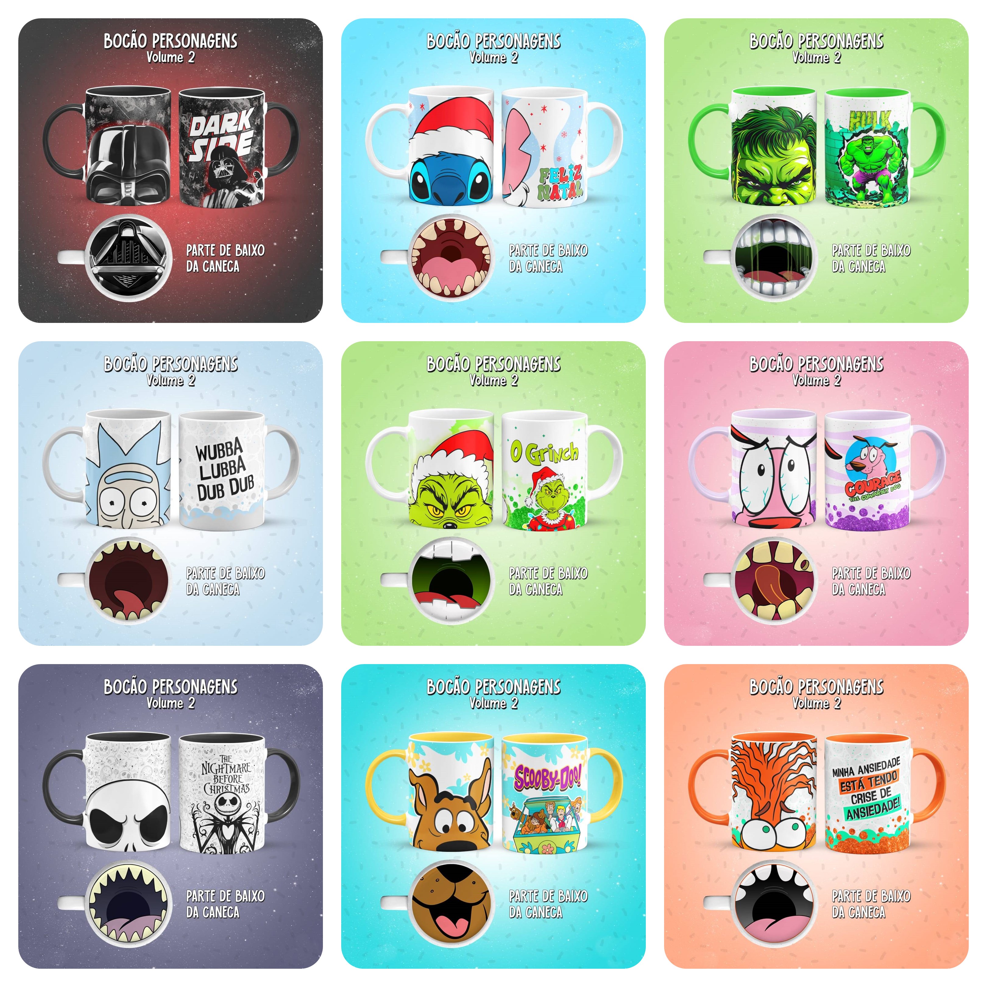 16 Artes para Caneca Personagens Bocão Arquivo em Jpg  1