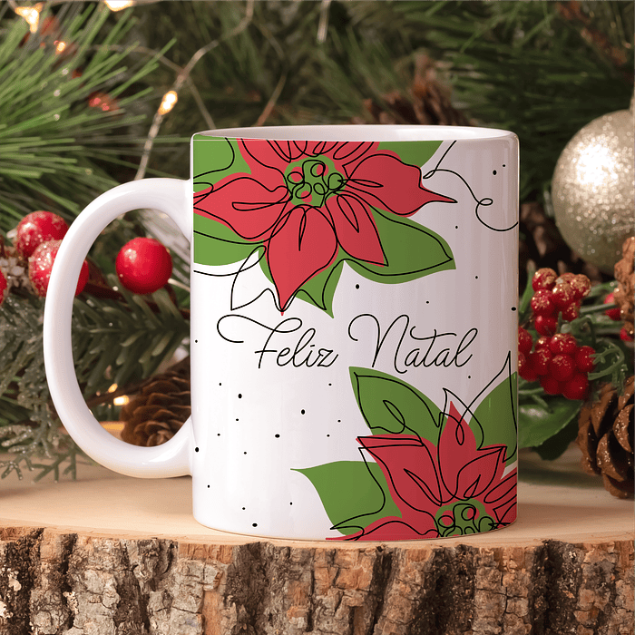 30 Artes para Caneca Natal em Linhas Arquivo em Jpg