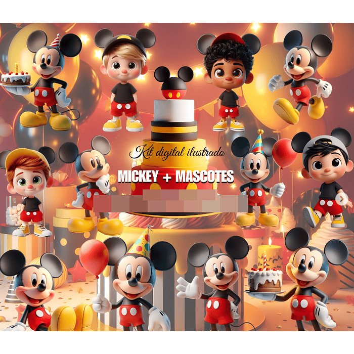 Kit Digital Mickey Tradicional Mascotes em Png