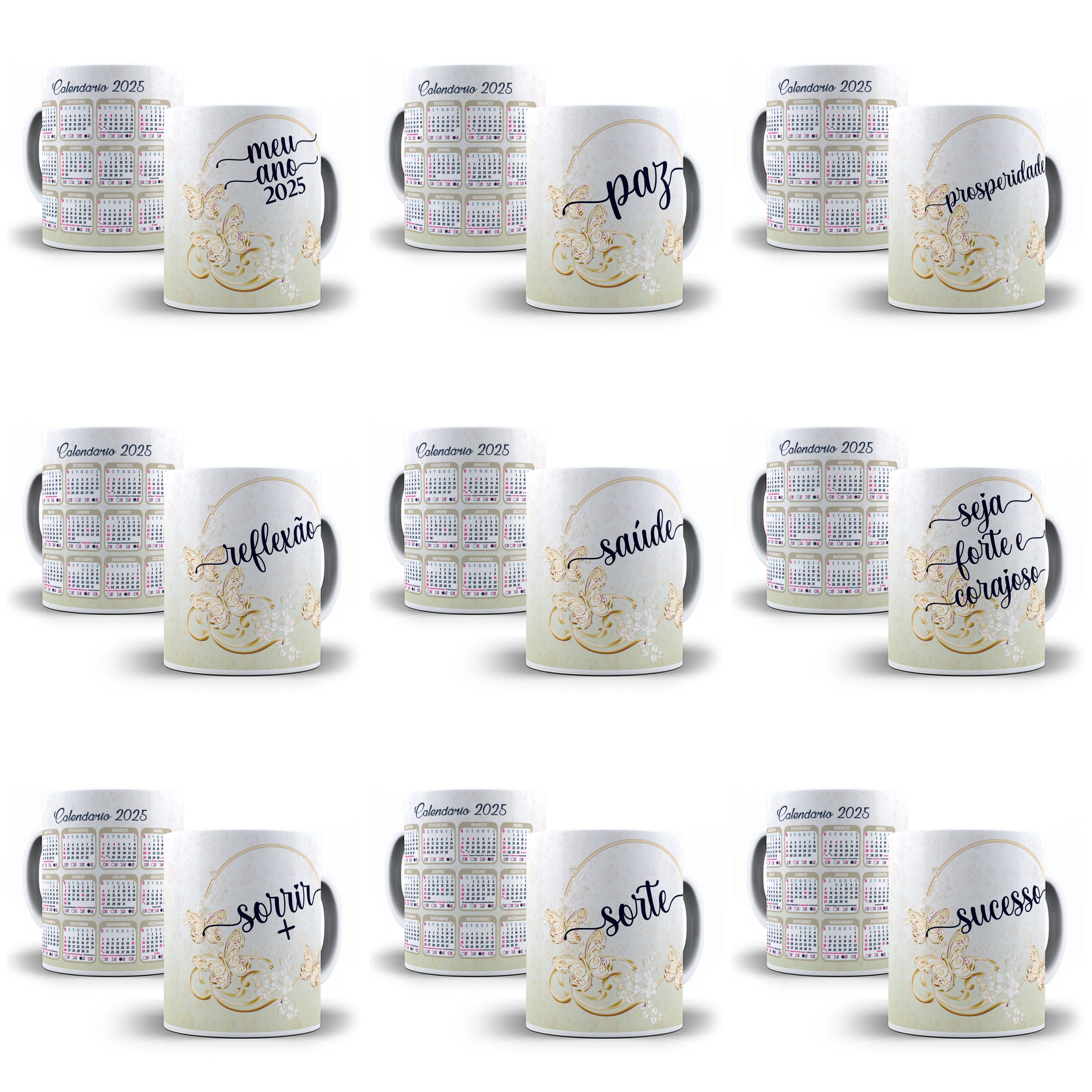 30 Artes para Caneca Calendário 2025 Arquivo Editável  1