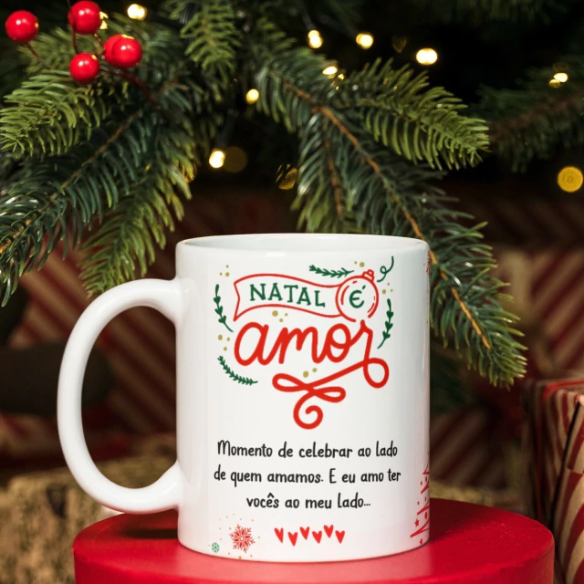 Arte Caneca Natal é amor Arquivo Editável 1