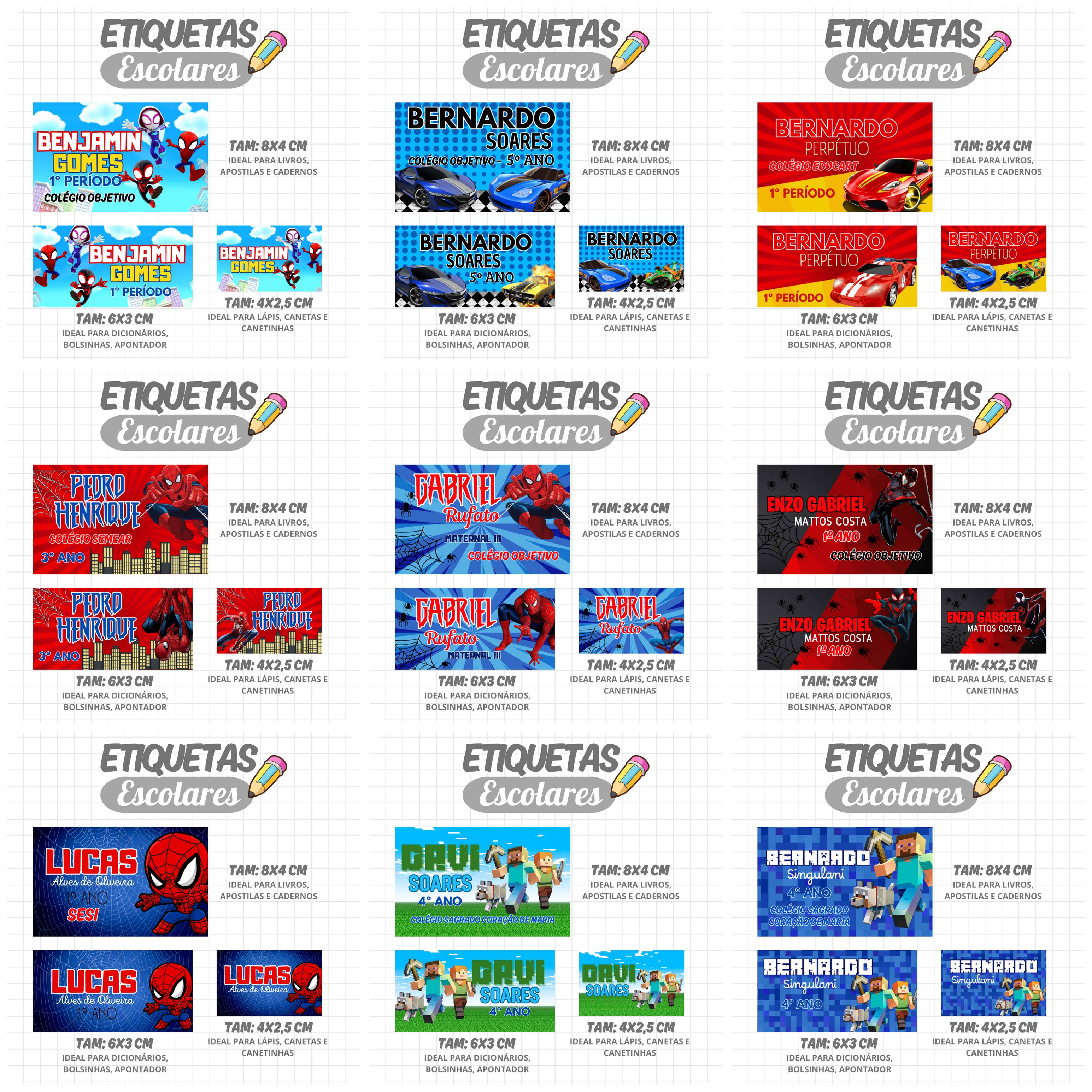 Mega Combo Etiquetas Escolares Completo em Png 11