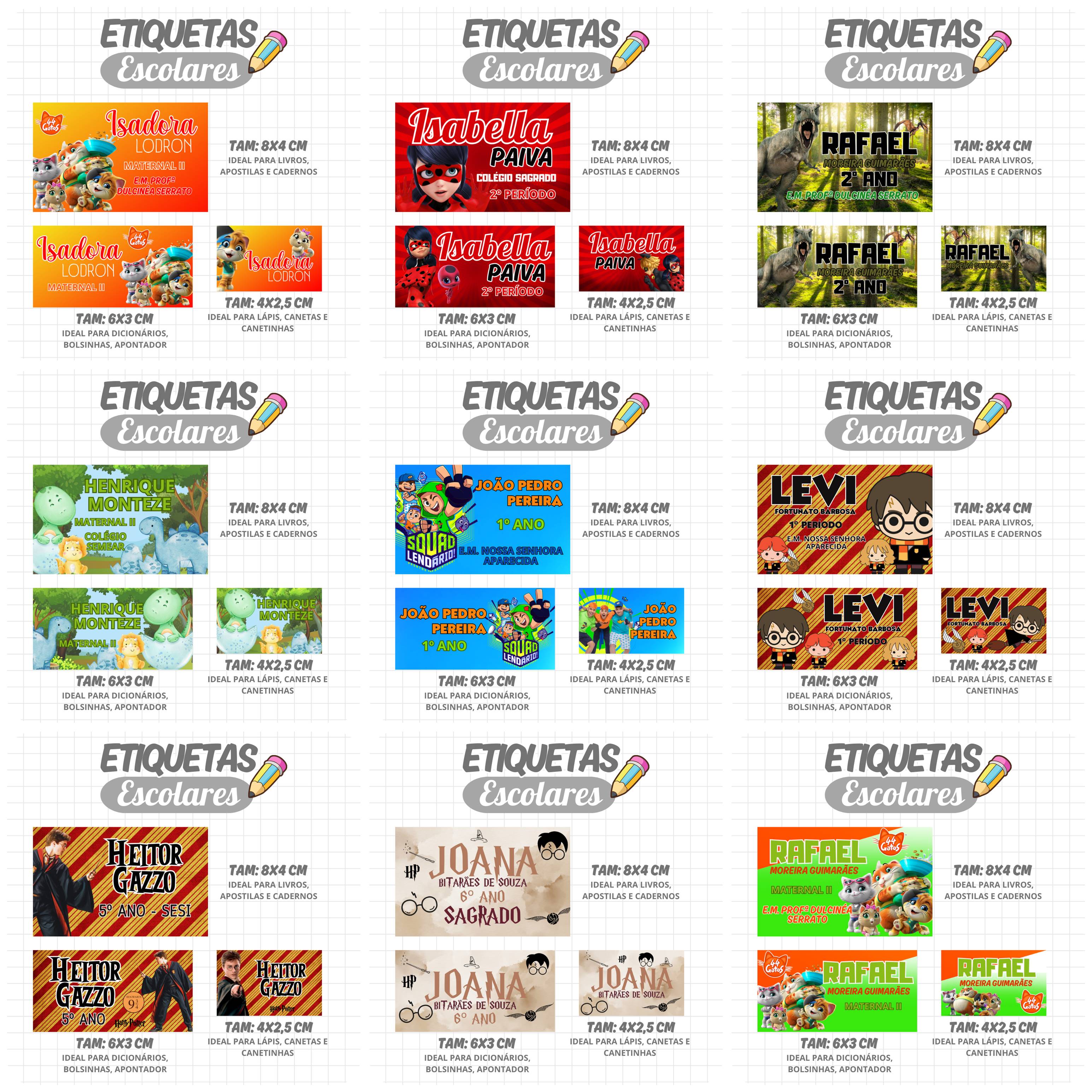 Mega Combo Etiquetas Escolares Completo em Png 16