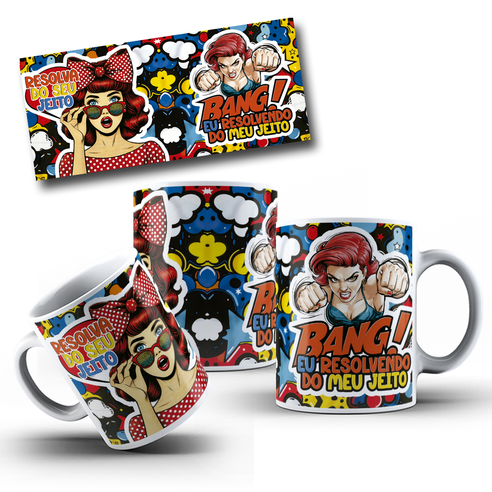 5 Artes para Caneca Pop Mulher Arquivo Editável 2