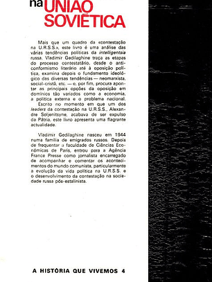 Livro - Os Contestatários na União Soviética -