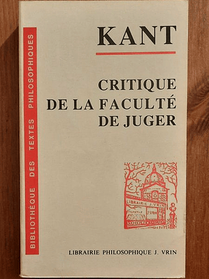 Livro - Critique de la Faculté de Juger - Kant