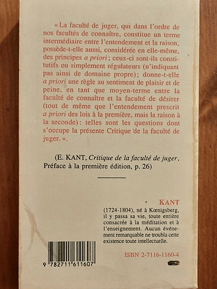 Livro - Critique de la Faculté de Juger - Kant
