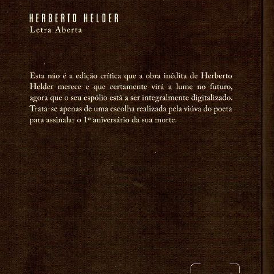 Livro - Letra Aberta - Herberto Helder 2