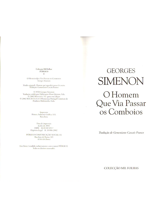 O Homem que Via Passar os Comboios - Georges Simenon