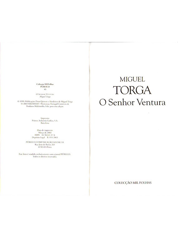 O Senhor Ventura - Miguel Torga