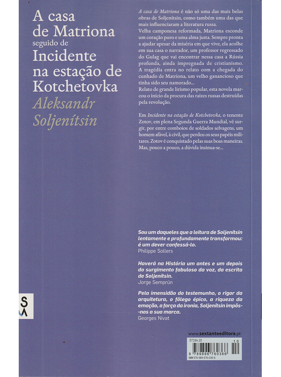 A Casa de Matriona seguido de Incidente na Estação de Kotchetovka