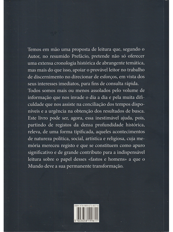 Tabela Cronológica de Fastos e Homens. A humanidade nos seus impérios, revoluções, descobertas, religiões, ideologias