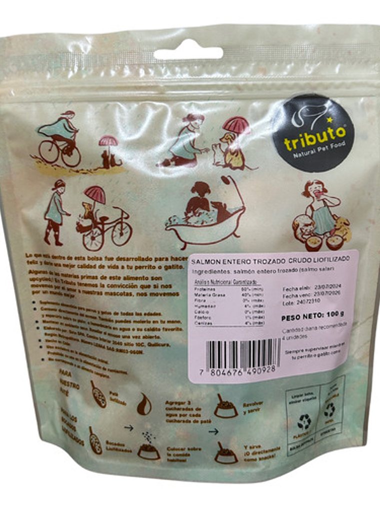 Tributo Salmon Entero Trozado Crudos Liofilizados 100grs 3