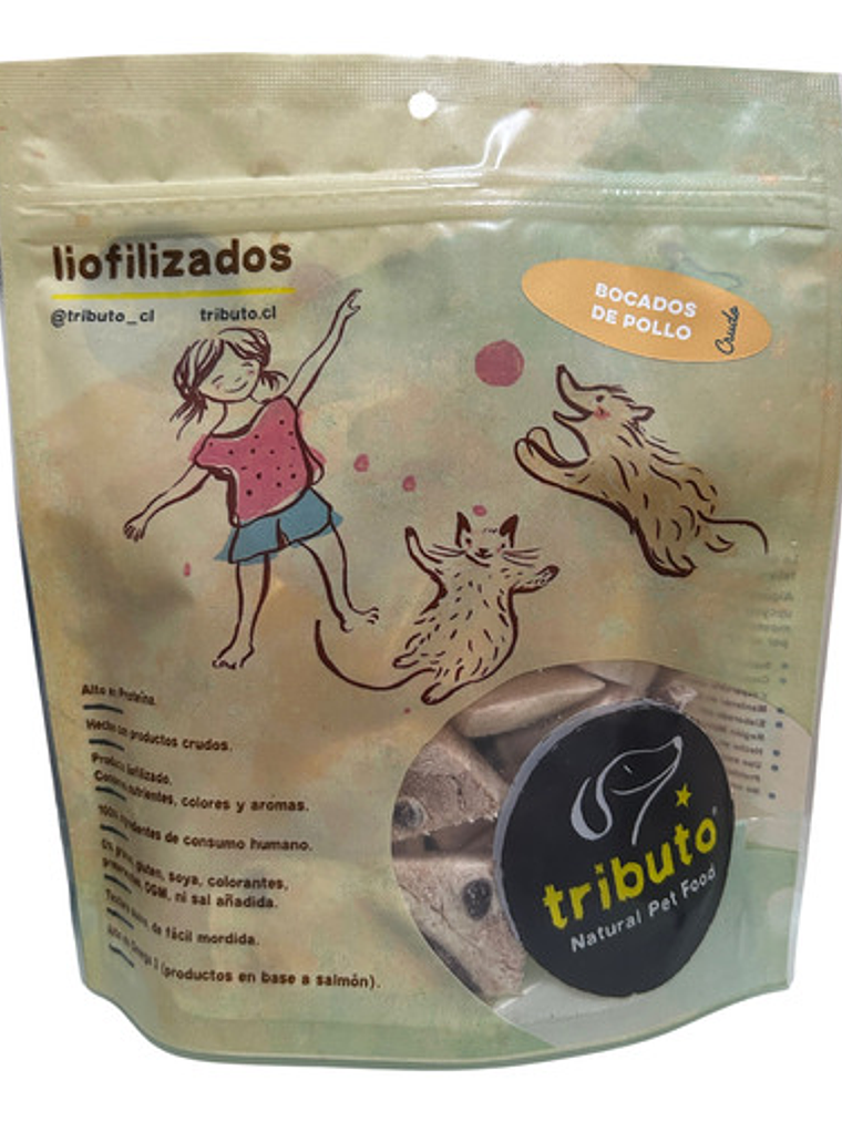 Tributo Bocados De Pollo Crudos Liofilizados 100g 1