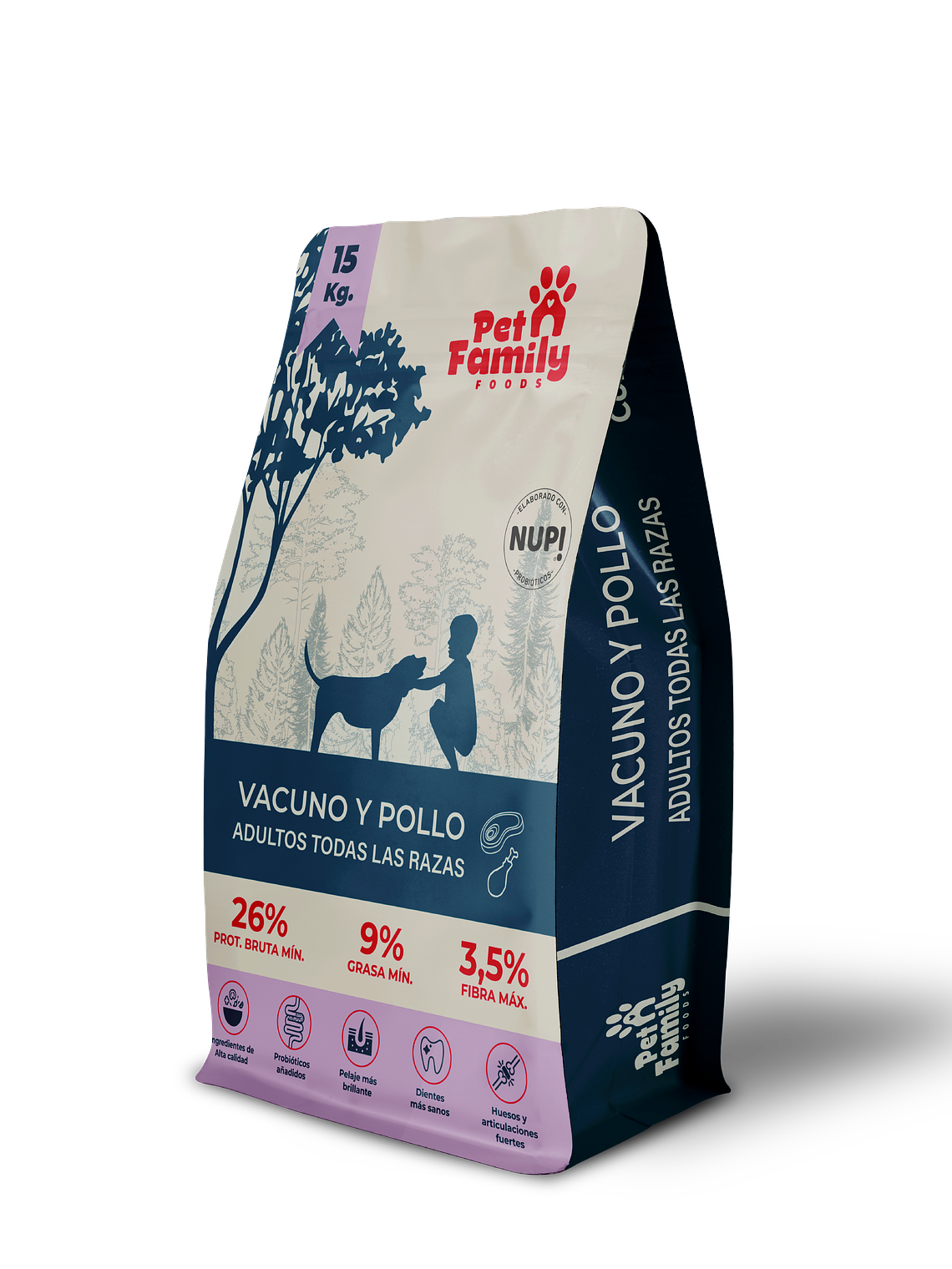 Alimento para Perros Pet Family Vacuno y Pollo 15 - 5 Kilos 1