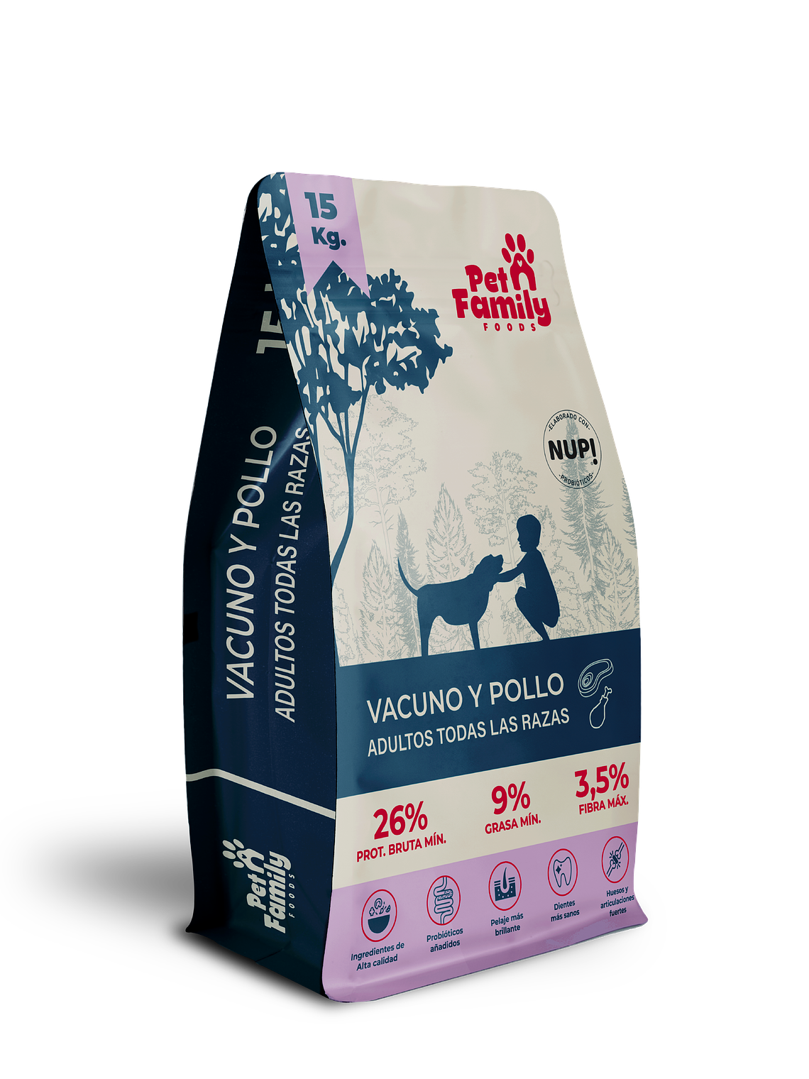 Alimento para Perros Pet Family Vacuno y Pollo 15 - 5 Kilos 2