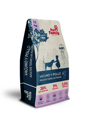 Alimento para Perros Pet Family Vacuno y Pollo 15 - 5 Kilos
