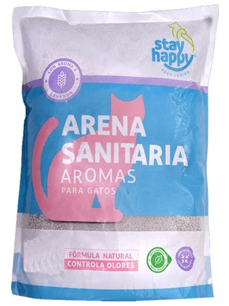 Arena Sanitaria Para Gatos Ecologica Stay Happy 2kg Lavanda 1
