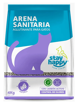 Arena Aglutinante Para Gatos 4 Kg Natural Stay Happy