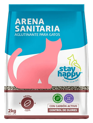 Arena Para Gatos Aglutinante 2 Kg Cafe Stay Happy