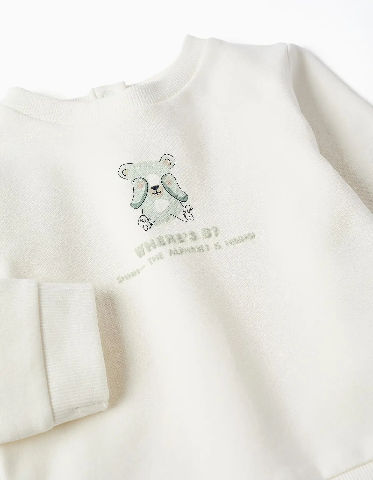Conjunto cardado com estampado em relevo para recém-nascidos, branco/verde 3