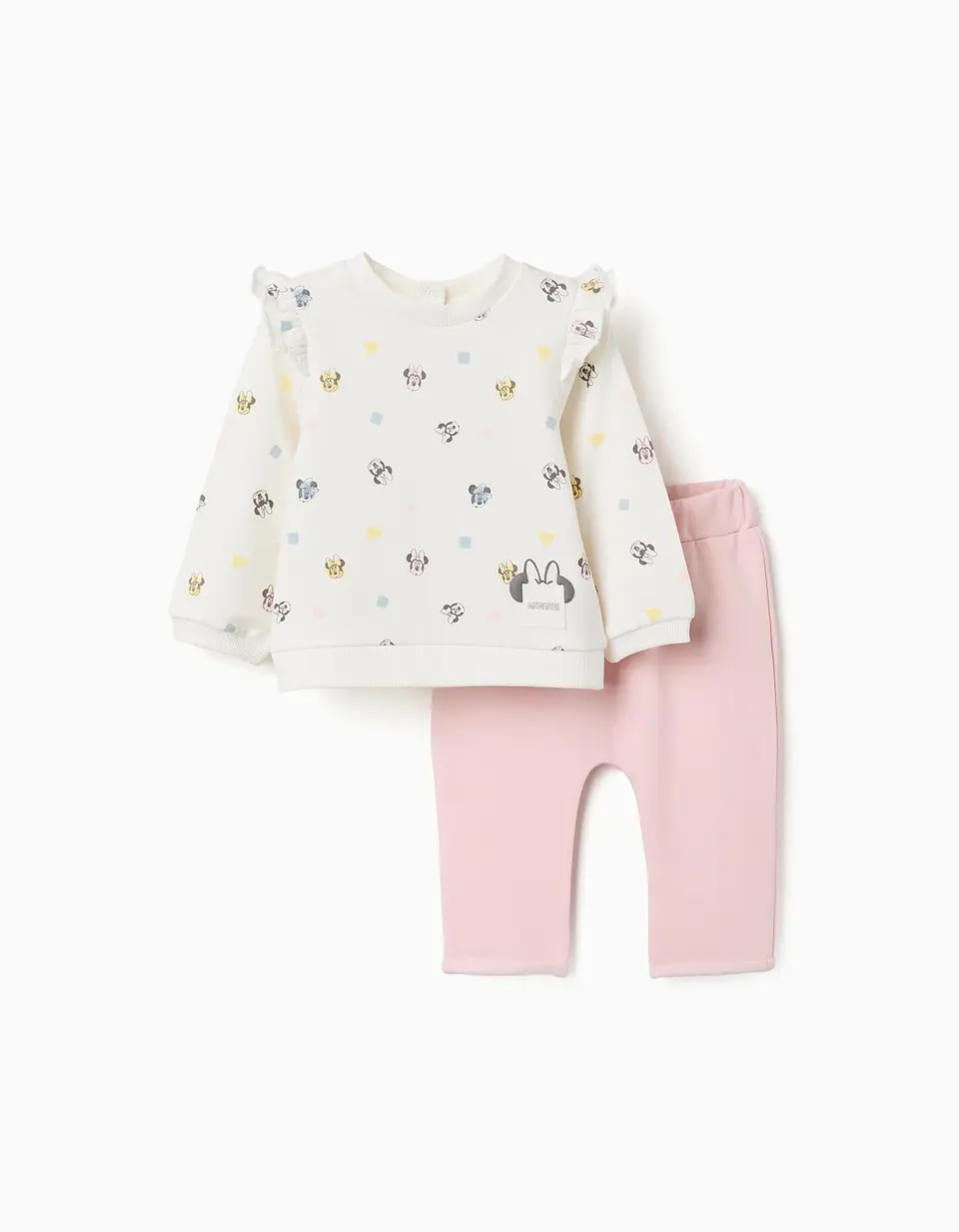 Conjunto cardado com motivo da Minnie para recém-nascida, rosa/branco 1
