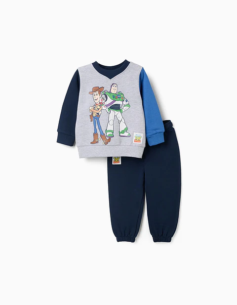 Fato de treino de algodão Toy Story para bebé e menino, azul/cinza
