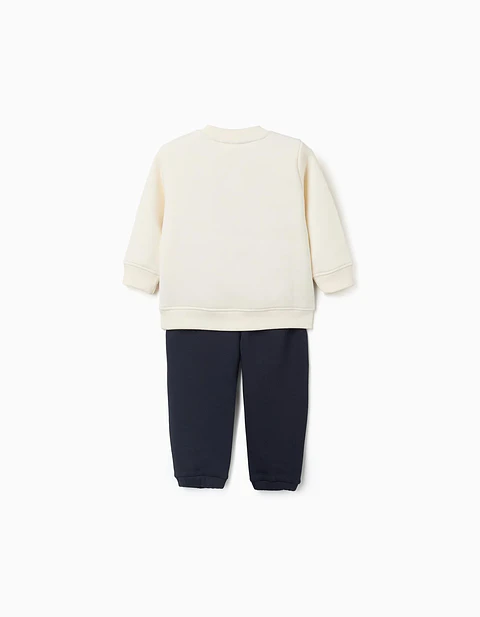 Fato de treino cardado Dreamers para bebé menino, branco/azul-marinho