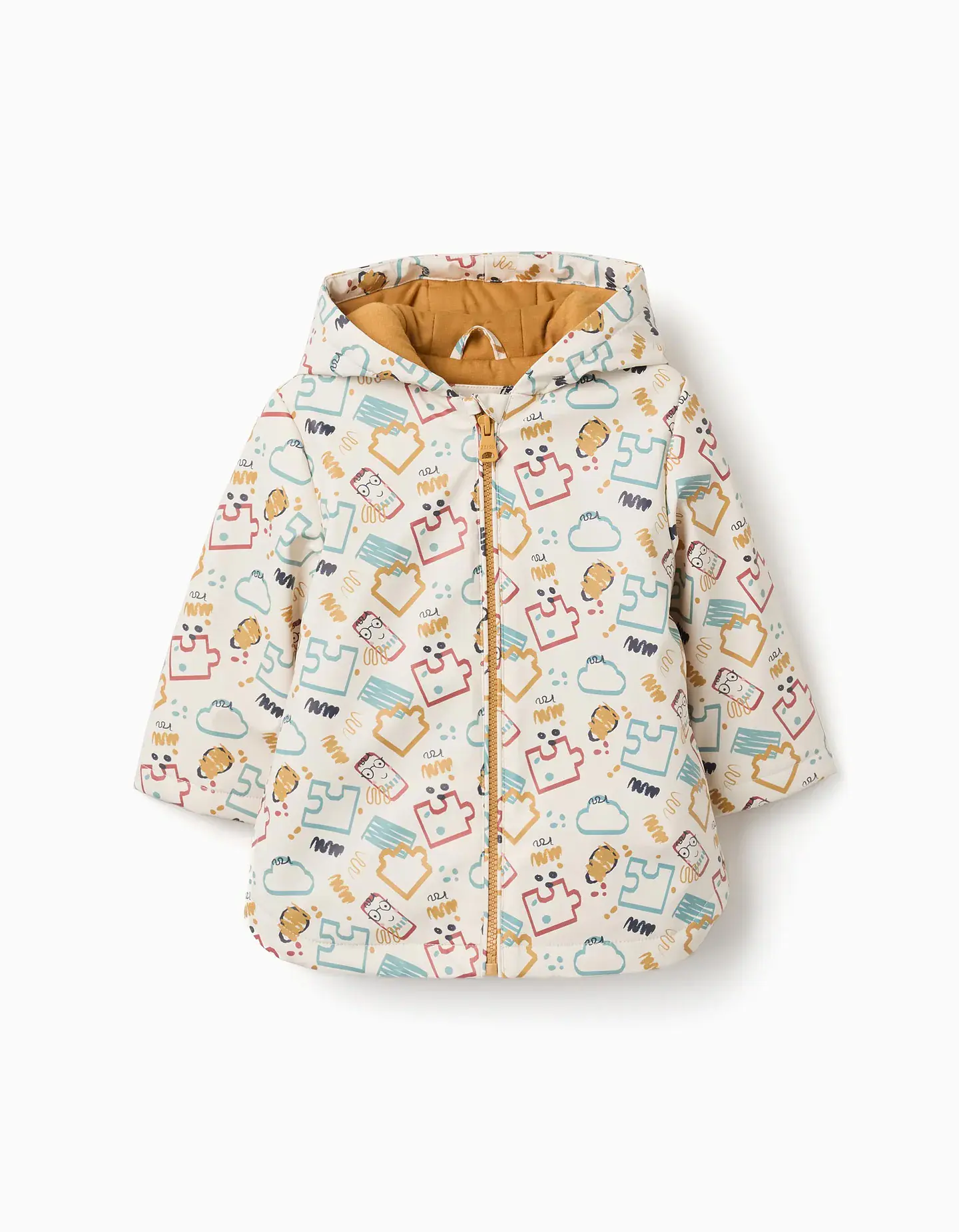 Parka de borracha acolchoada com capuz para bebé menino, branco 1