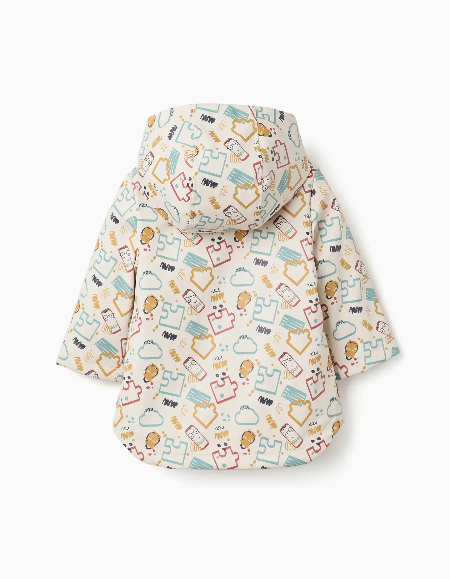 Parka de borracha acolchoada com capuz para bebé menino, branco 2