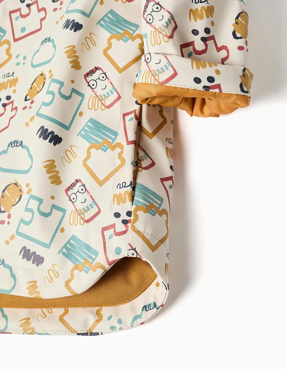 Parka de borracha acolchoada com capuz para bebé menino, branco 4