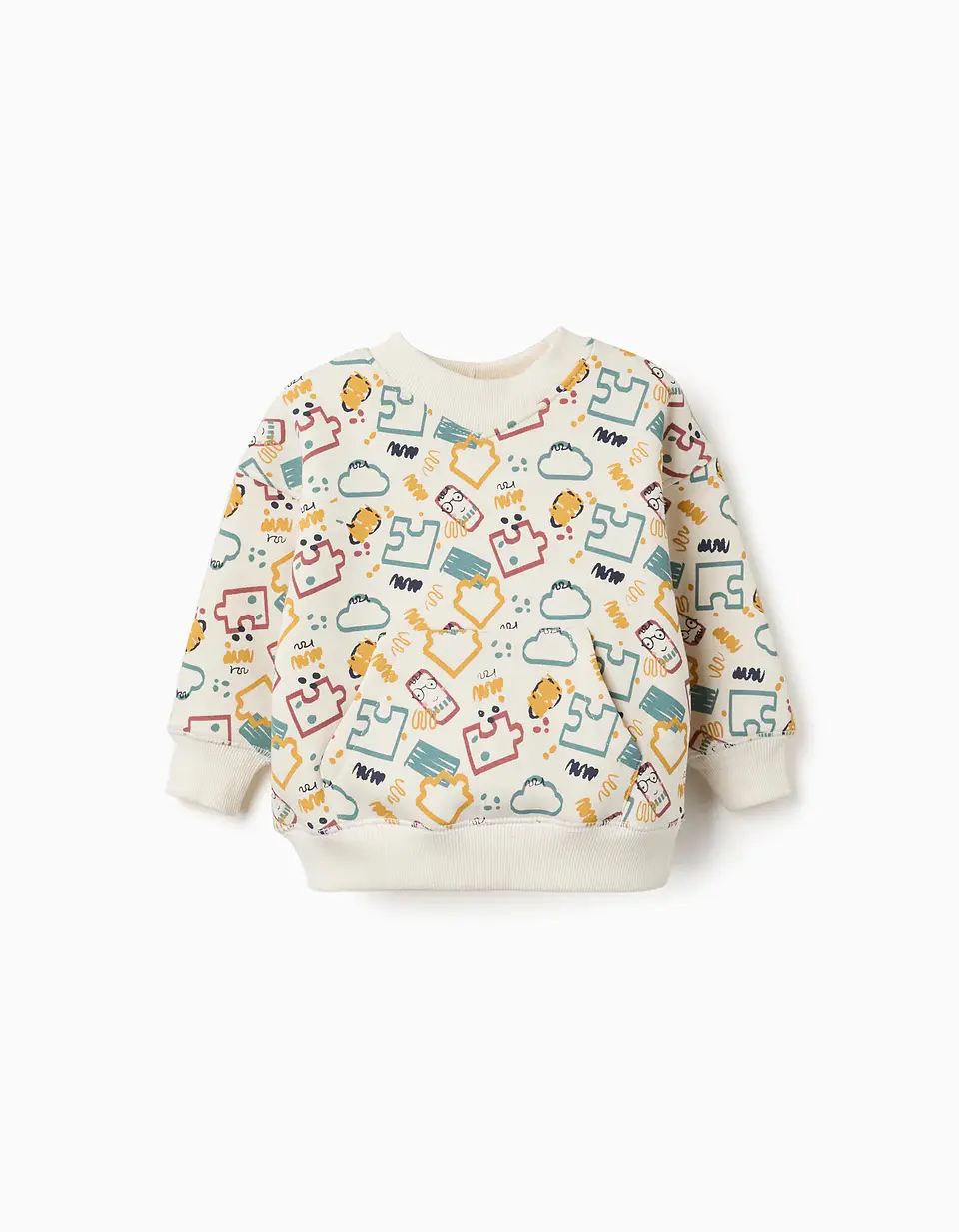 Sweat cardada com estampado colorido para bebé menino, branco 1