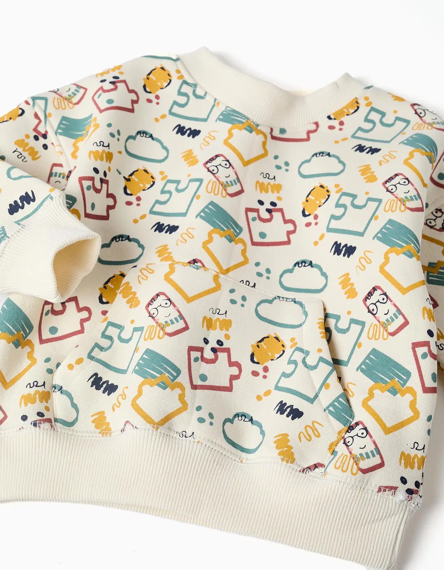 Sweat cardada com estampado colorido para bebé menino, branco 3