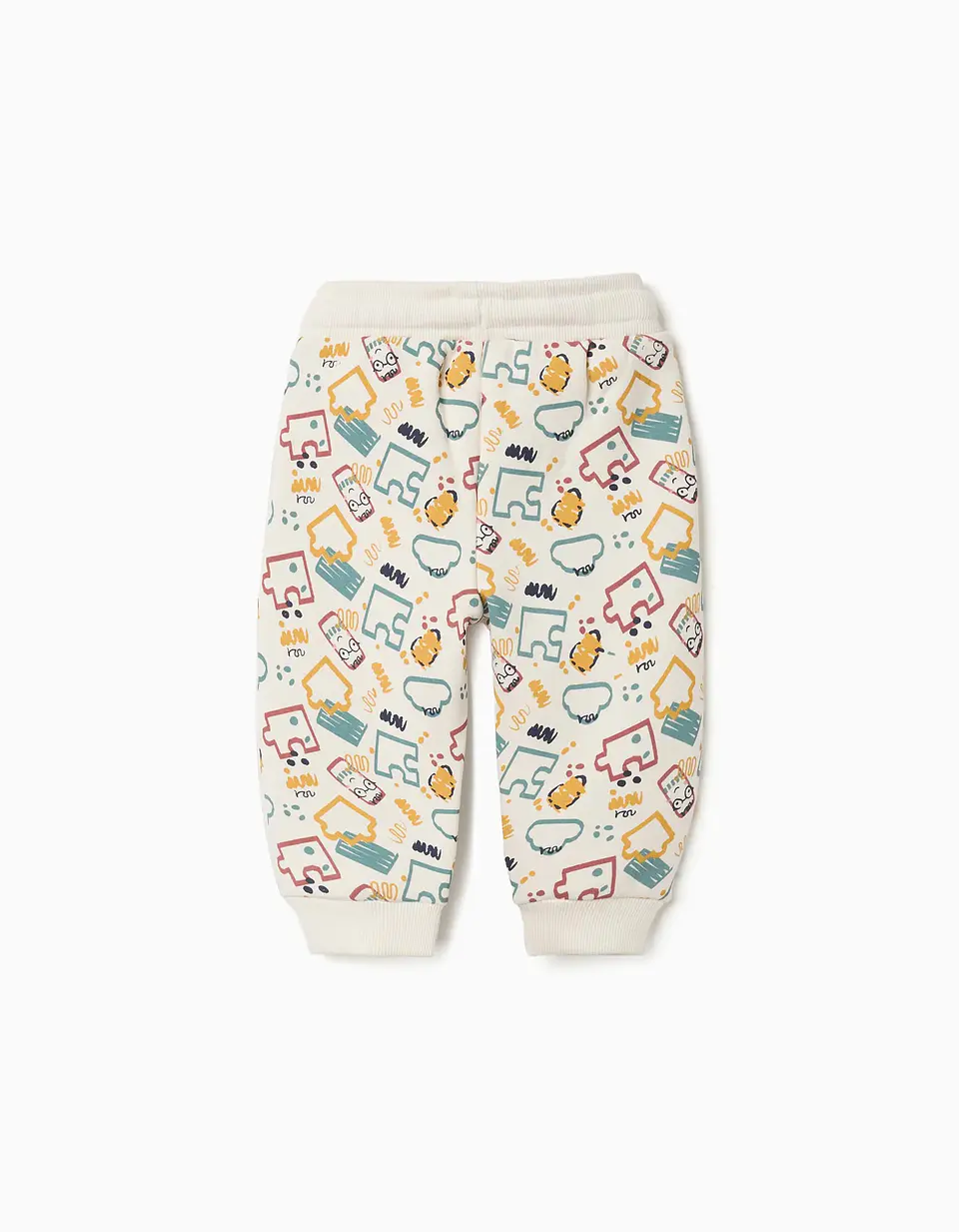 Calças de treino cardadas com estampado colorido para bebé menino, branco 2