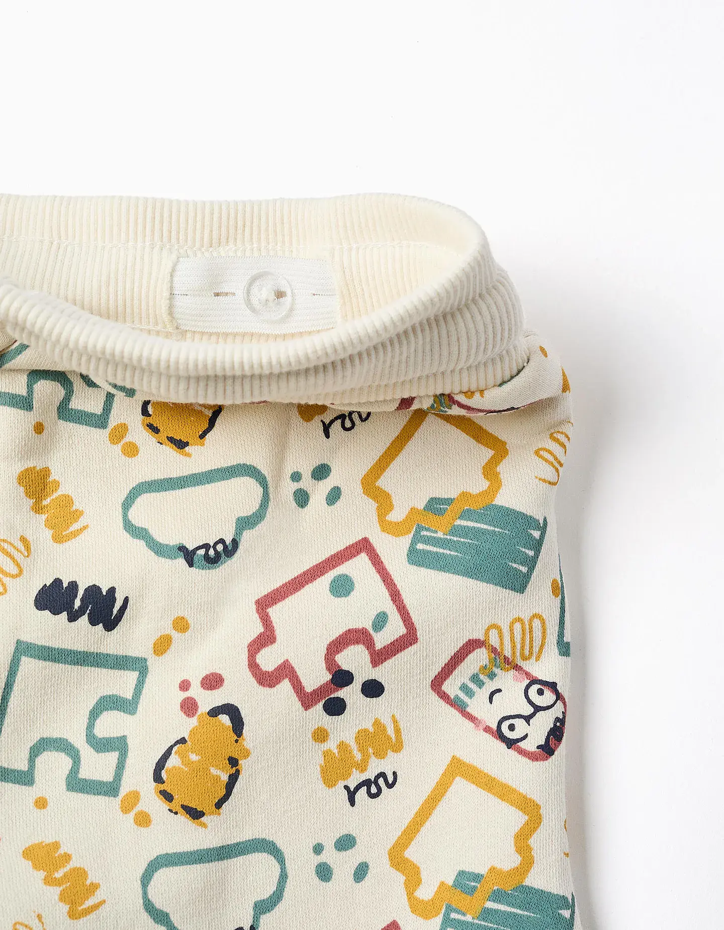 Calças de treino cardadas com estampado colorido para bebé menino, branco 3