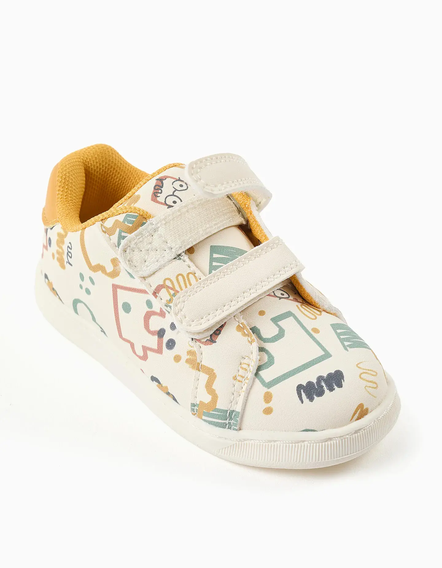 Sapatilhas com tiras autoaderentes para bebé menino, branco/amarelo 4