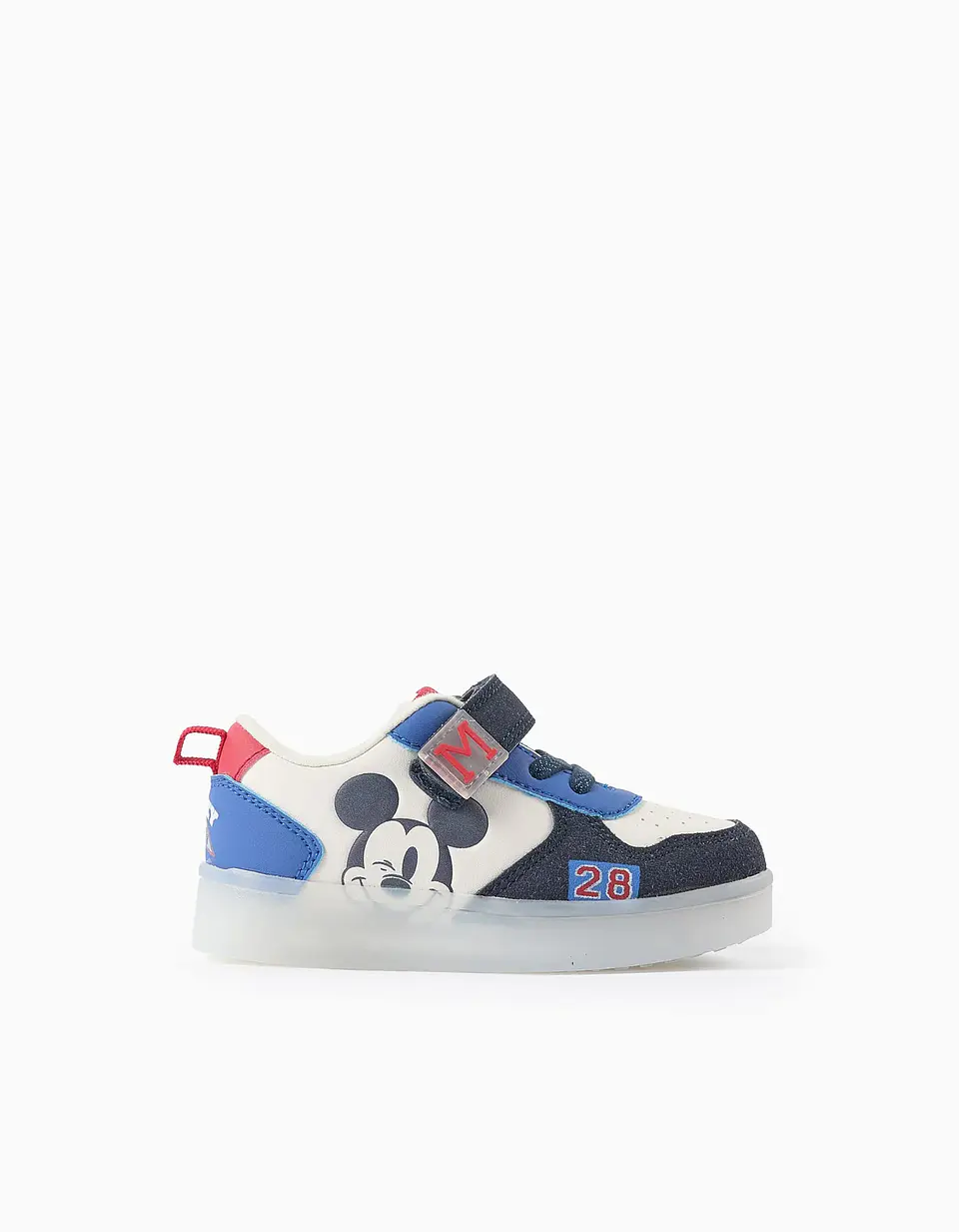 Sapatilhas com luzes e estampado Mickey para bebé menino, azul/branco 2