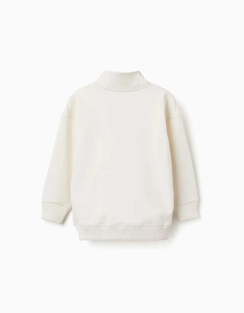 Sweat de felpa com gola subida e estampado para menino, branco 2