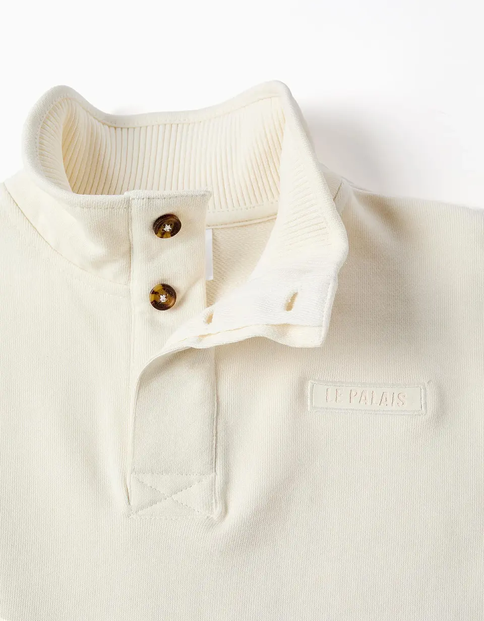 Sweat de felpa com gola subida e estampado para menino, branco 3