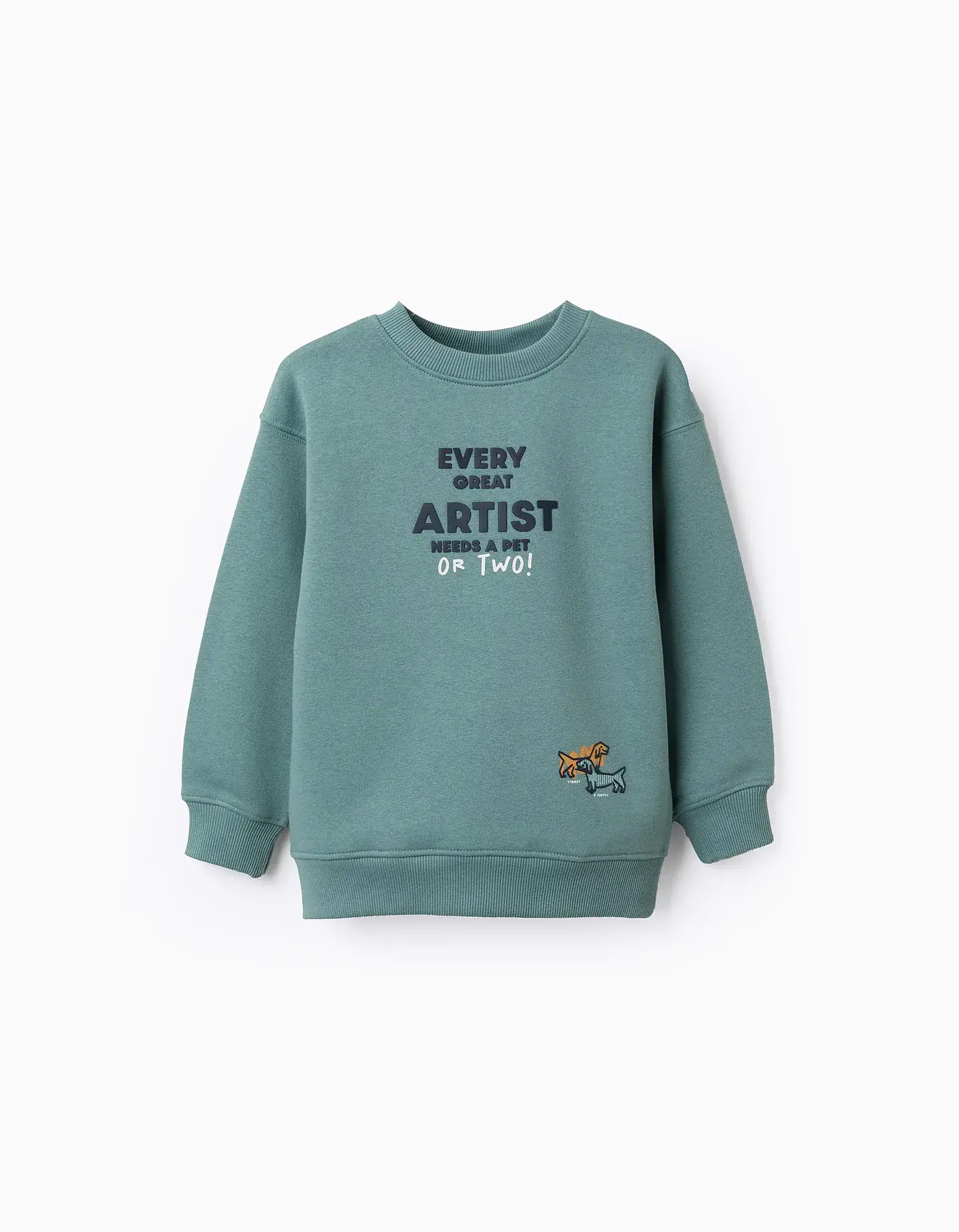 Sweat cardada com estampado em relevo para menino, azul-esverdeado 1