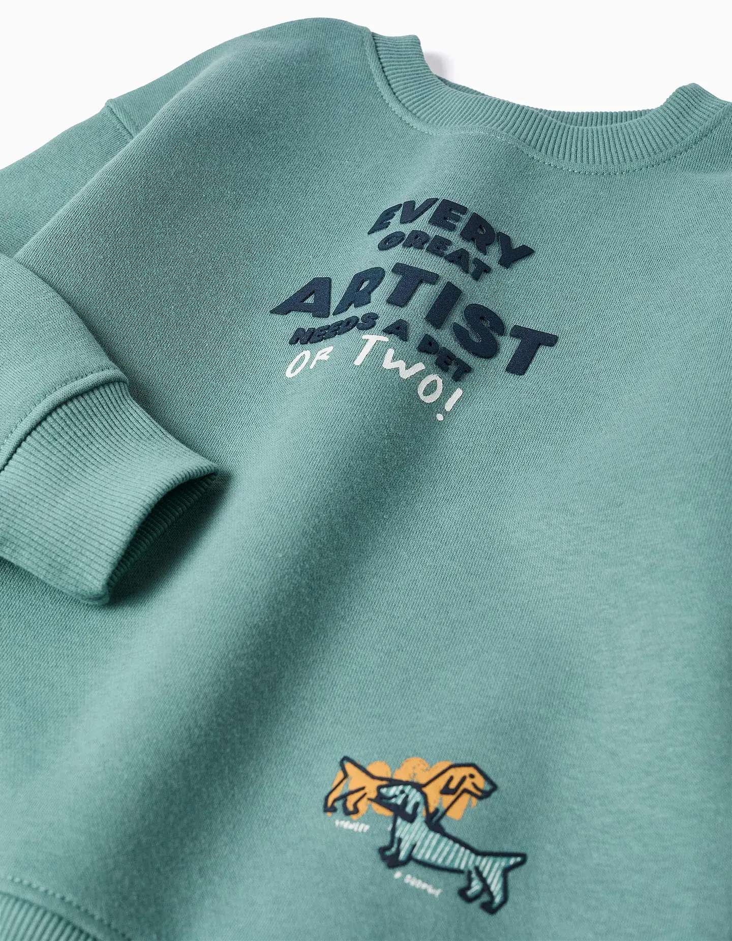 Sweat cardada com estampado em relevo para menino, azul-esverdeado 3