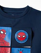 T-shirt de manga comprida de algodão Spider-Man para menino, azul-marinho - Thumbnail 5