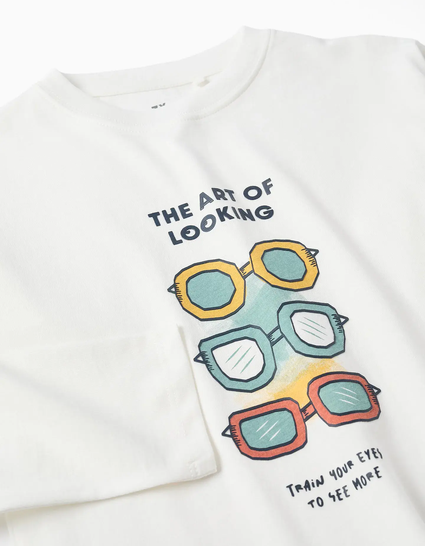 T-shirt de manga comprida com estampado Art of Looking para menino, branco 3