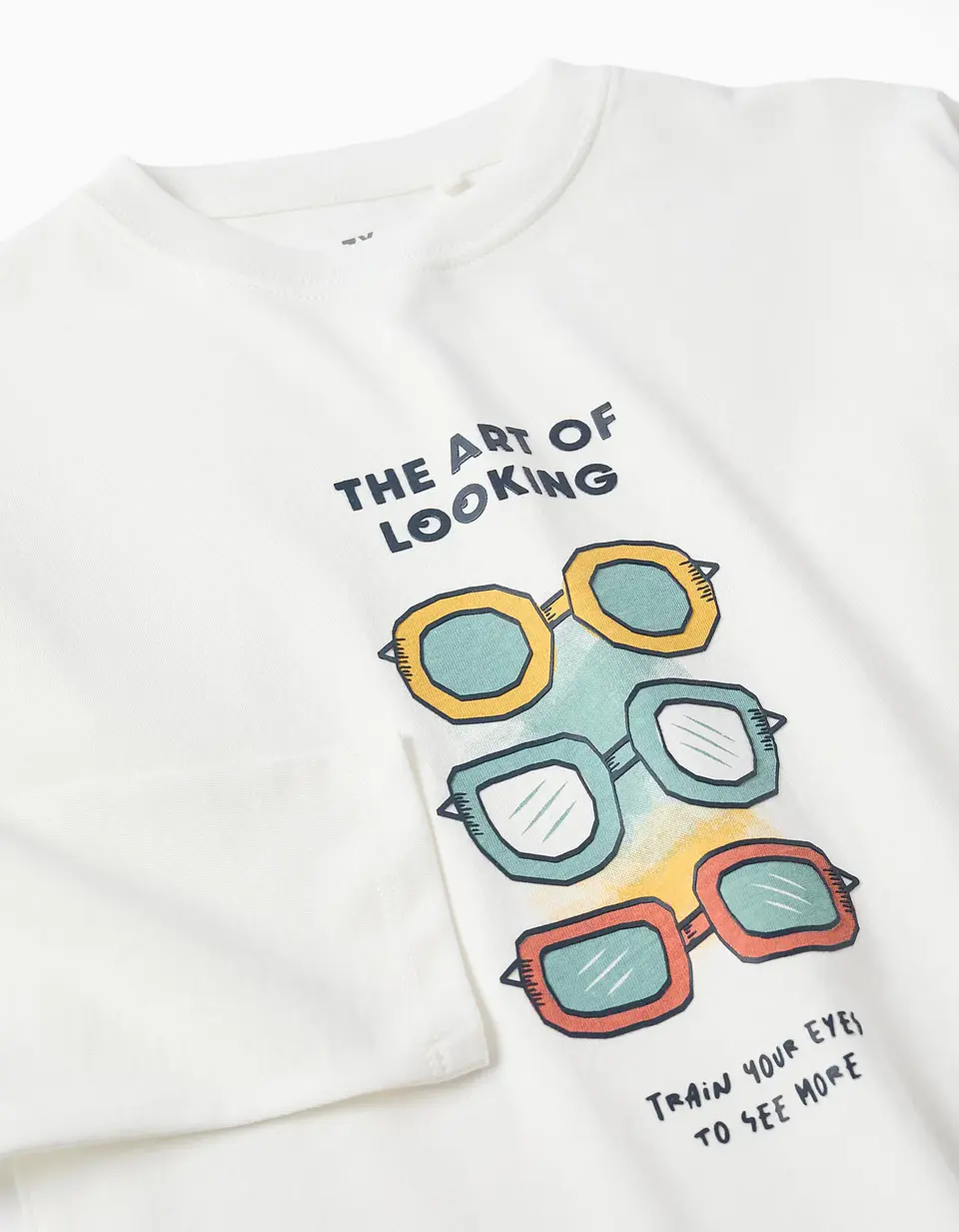T-shirt de manga comprida com estampado Art of Looking para menino, branco 3