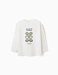 T-shirt de manga comprida com estampado Art of Looking para menino, branco - Thumbnail 1
