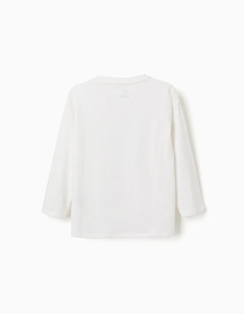 T-shirt de manga comprida com estampado Art of Looking para menino, branco