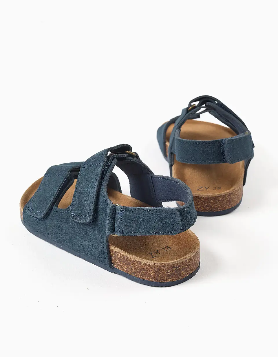 Sandálias de camurça com palmilha de cortiça para menino, azul-escuro 4