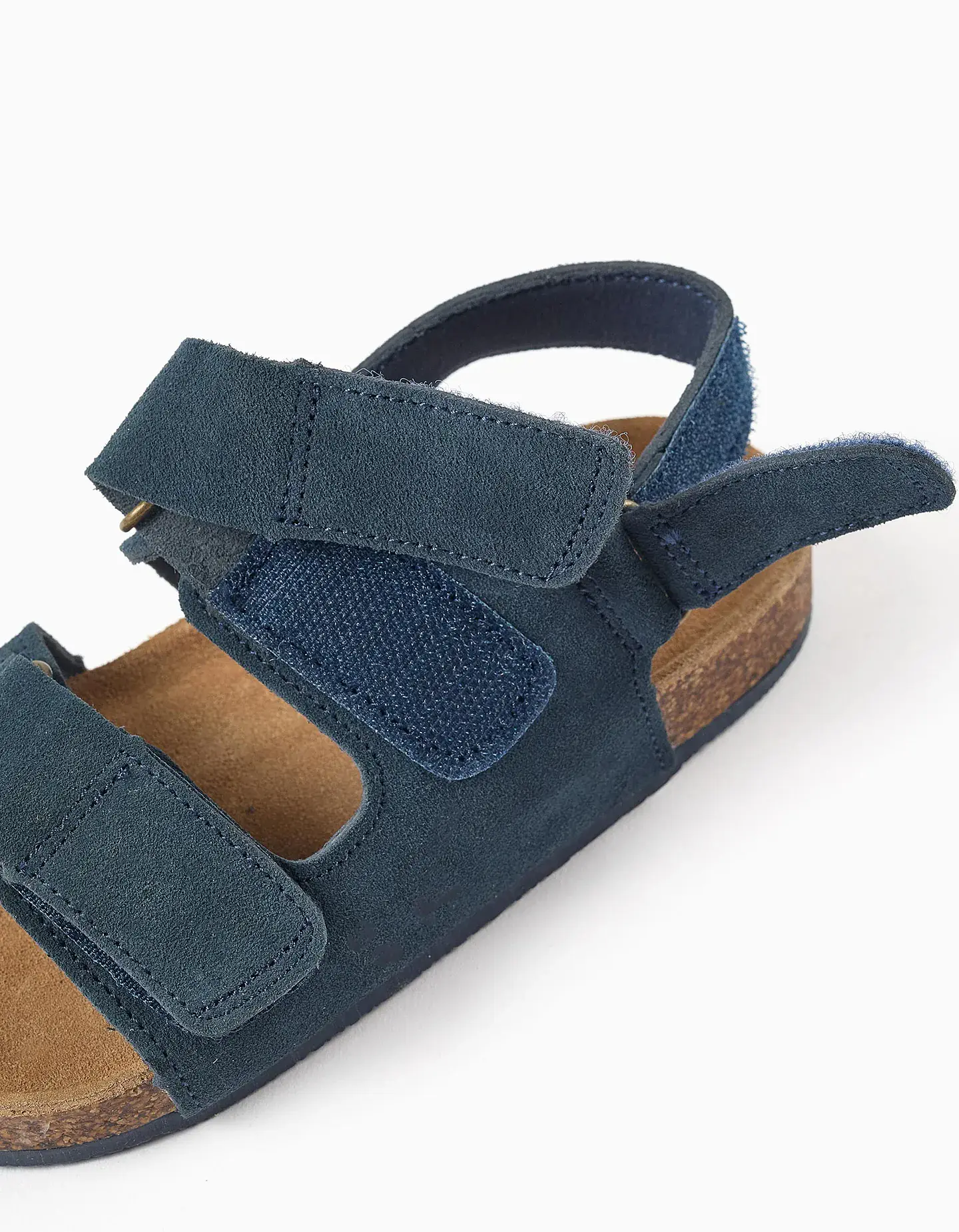 Sandálias de camurça com palmilha de cortiça para menino, azul-escuro 5