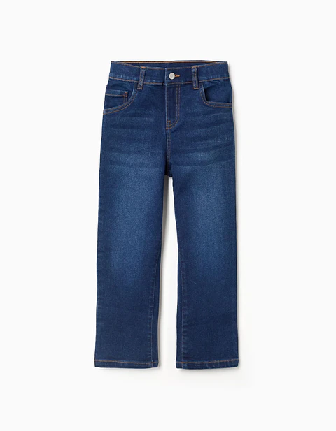 Calças de ganga straight fit para menino, azul-escuro