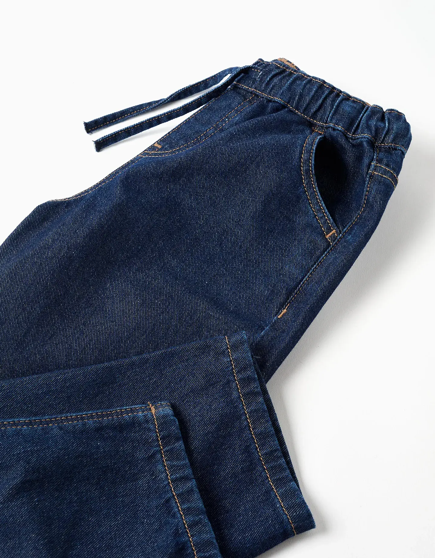 Calças de ganga baggy com cordão para menino, azul-escuro 4